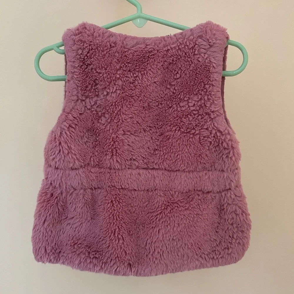 Pink Faux Fur Vest | 24M | Fuzzy Lined Toddler Girl Vest | First Impressions